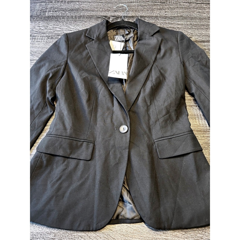 Zara Women's Black Blazer Jacket Size 2 NWT Join Life Tailored One Button